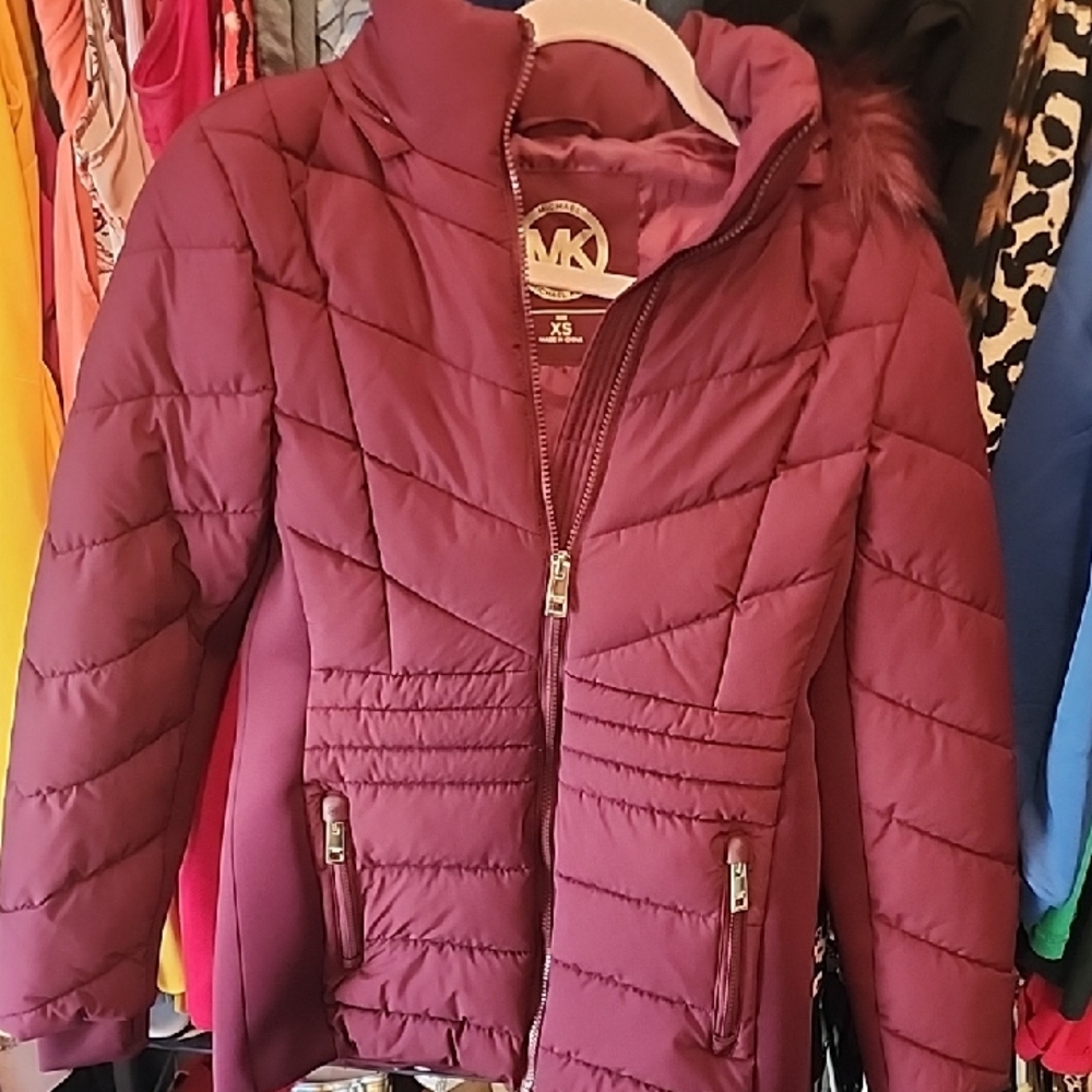 Michael Kors Women's Burgundy Puffer Jacket